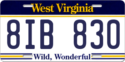 WV license plate 8IB830