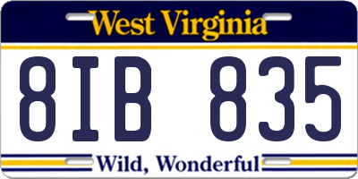 WV license plate 8IB835