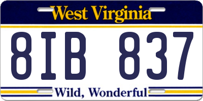 WV license plate 8IB837