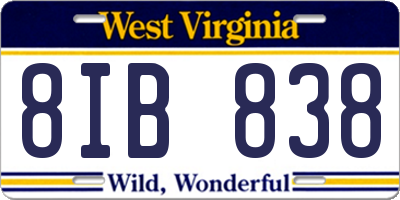 WV license plate 8IB838