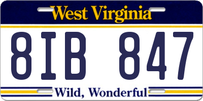 WV license plate 8IB847