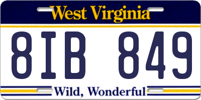 WV license plate 8IB849