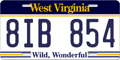 WV license plate 8IB854