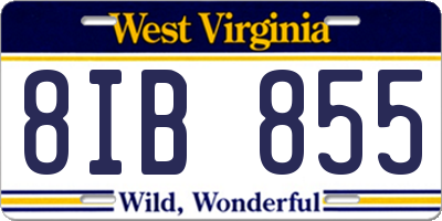 WV license plate 8IB855