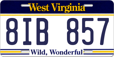 WV license plate 8IB857