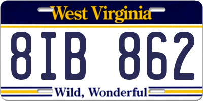 WV license plate 8IB862