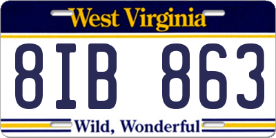 WV license plate 8IB863