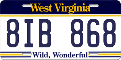 WV license plate 8IB868