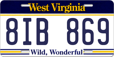 WV license plate 8IB869