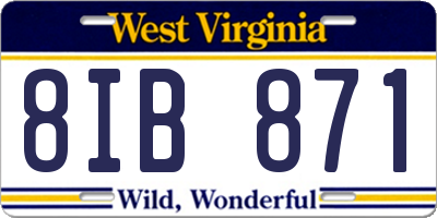 WV license plate 8IB871