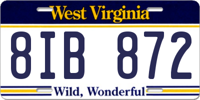 WV license plate 8IB872