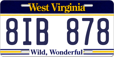 WV license plate 8IB878