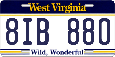 WV license plate 8IB880