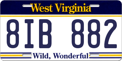 WV license plate 8IB882
