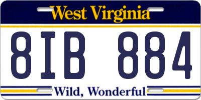 WV license plate 8IB884