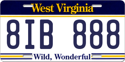 WV license plate 8IB888