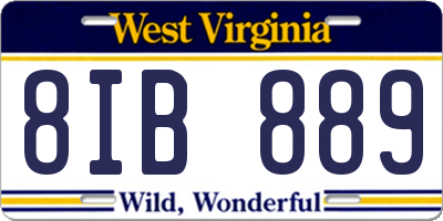 WV license plate 8IB889