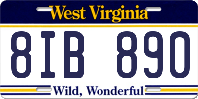 WV license plate 8IB890