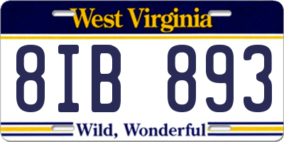 WV license plate 8IB893