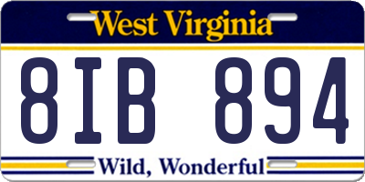 WV license plate 8IB894