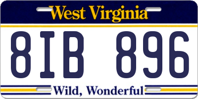 WV license plate 8IB896