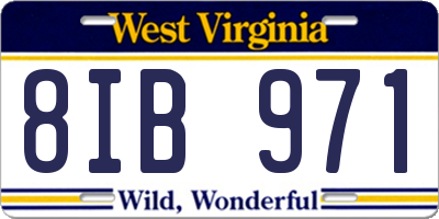 WV license plate 8IB971