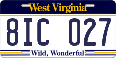 WV license plate 8IC027
