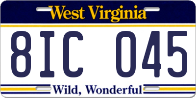 WV license plate 8IC045