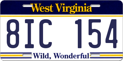 WV license plate 8IC154
