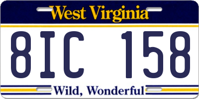 WV license plate 8IC158