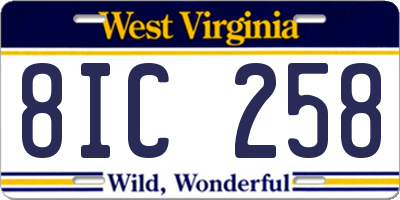 WV license plate 8IC258