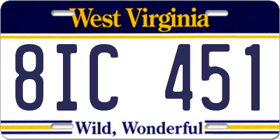 WV license plate 8IC451