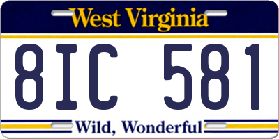 WV license plate 8IC581