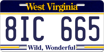 WV license plate 8IC665