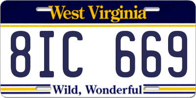 WV license plate 8IC669
