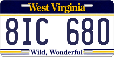 WV license plate 8IC680