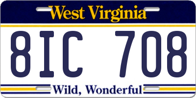 WV license plate 8IC708