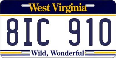WV license plate 8IC910
