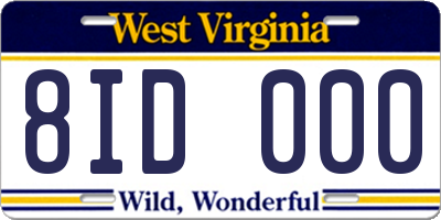 WV license plate 8ID000