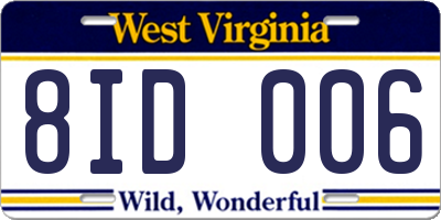 WV license plate 8ID006