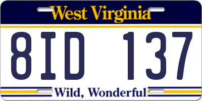 WV license plate 8ID137