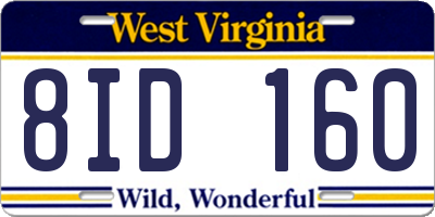 WV license plate 8ID160
