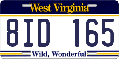 WV license plate 8ID165