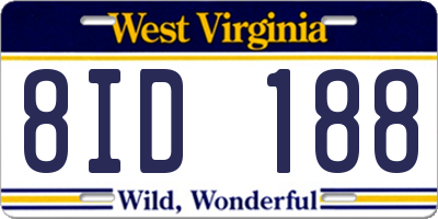 WV license plate 8ID188
