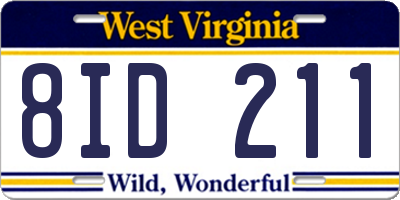 WV license plate 8ID211