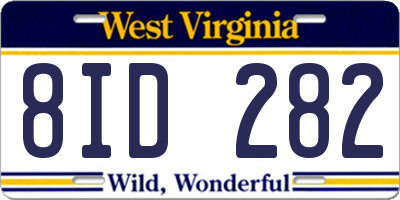 WV license plate 8ID282