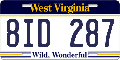 WV license plate 8ID287