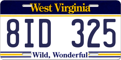 WV license plate 8ID325
