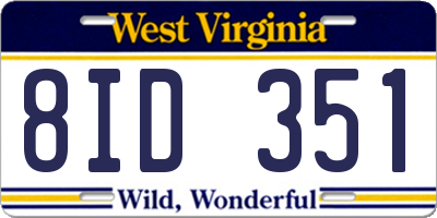 WV license plate 8ID351