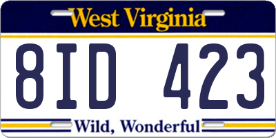 WV license plate 8ID423
